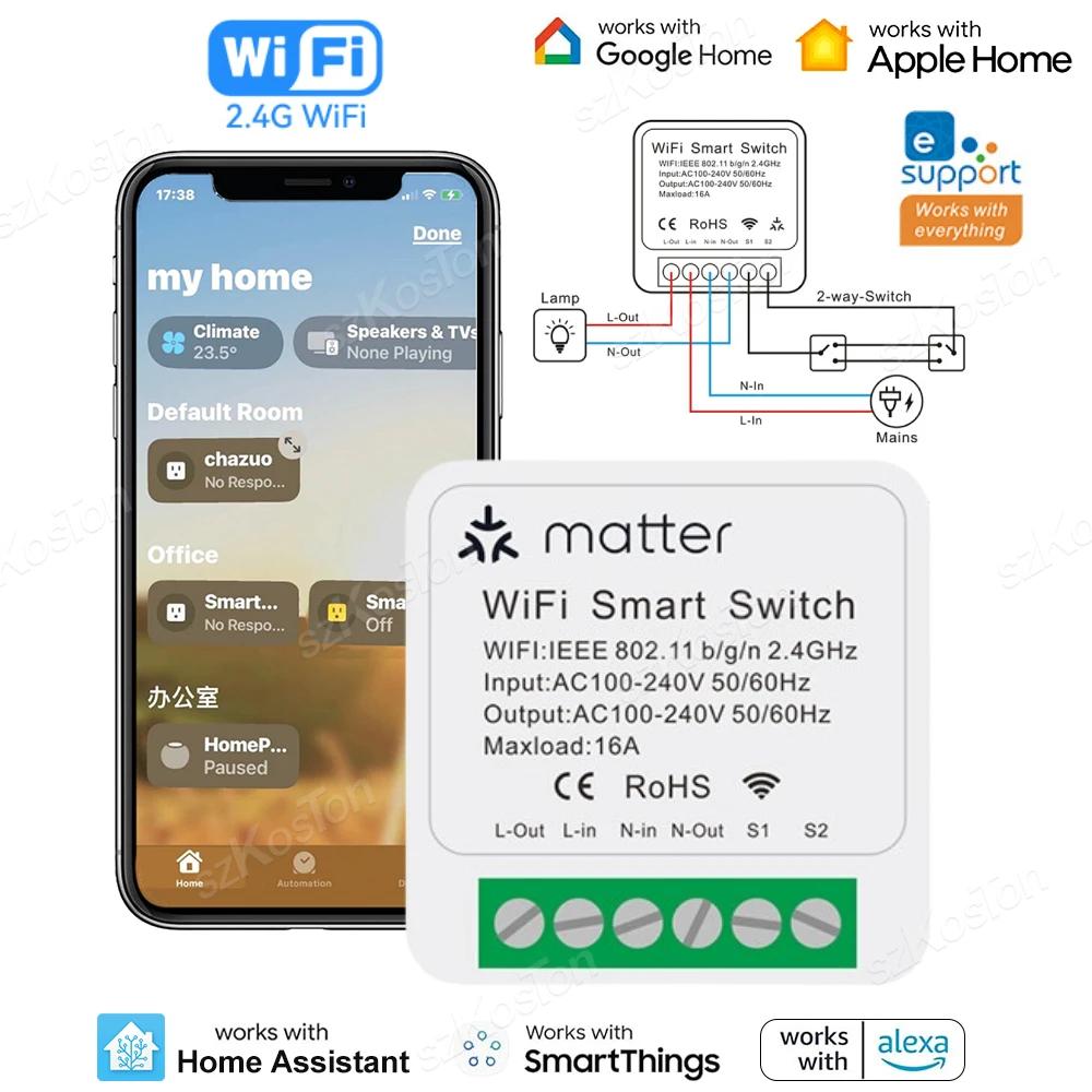 Matter WiFi Ʈ ġ eWeLink ȨŶ ȣȯ, 16A ̴  ,  , Alexa Google ȣȯ
